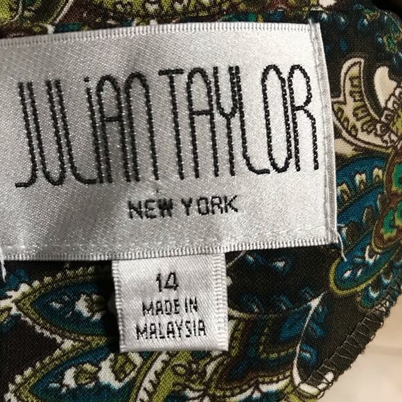 Julian Taylor Vintage paisley print sleeveless cap sleeve dress size 14 - Picture 7 of 8